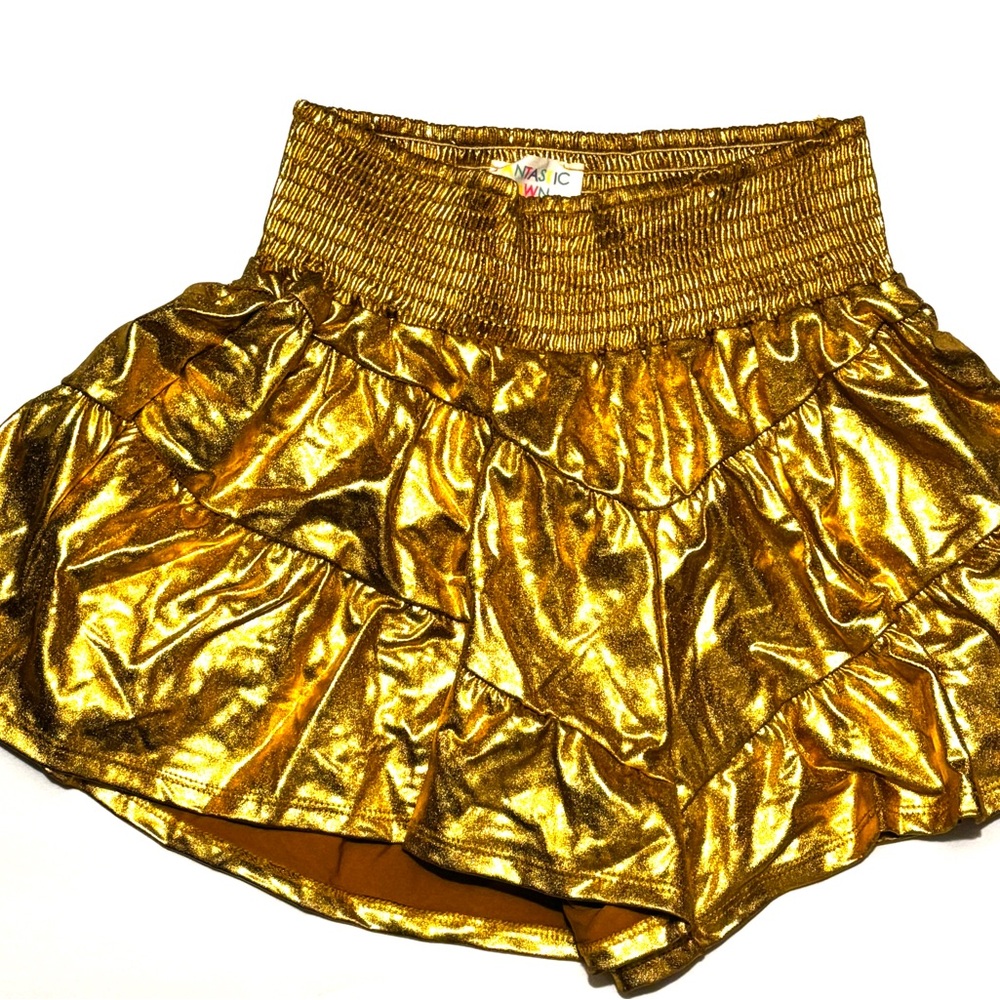 Mardi Gras Fantastic Fawn Glittering Gold Shorts size Small, large